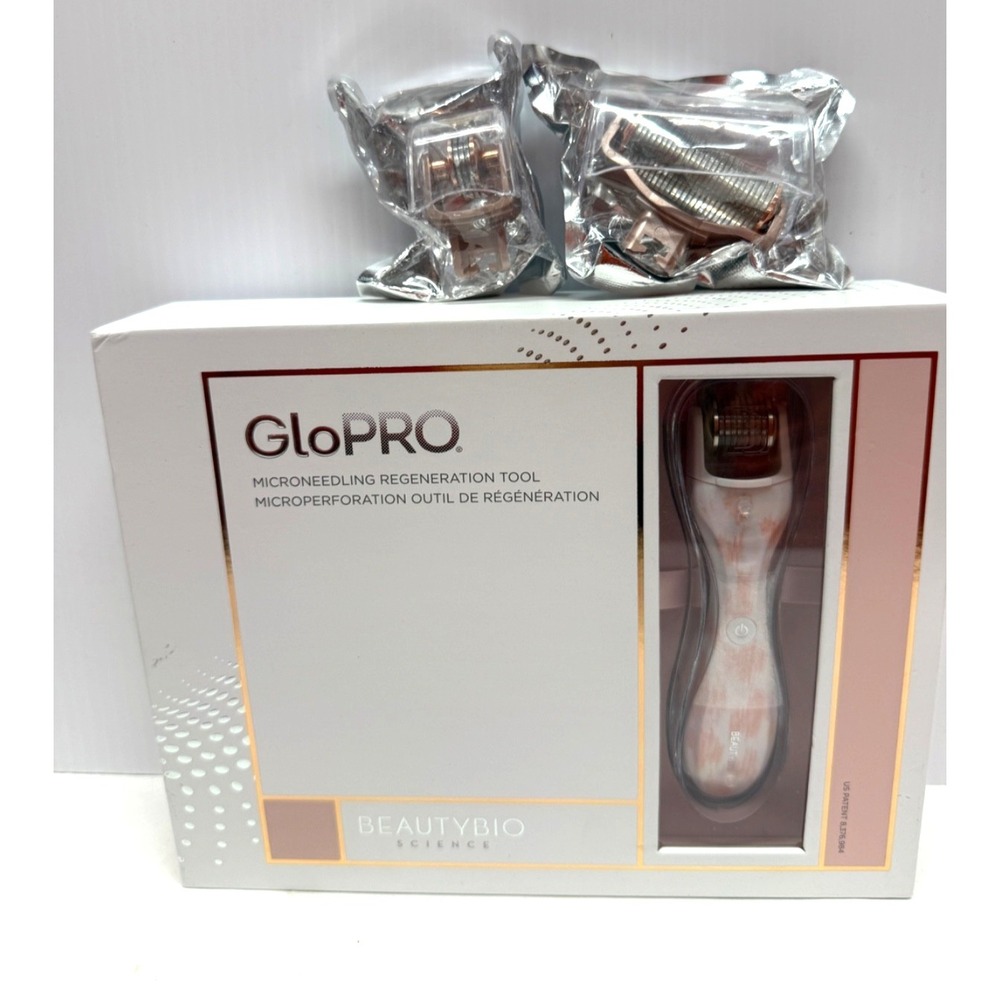 BEAUTYBIO GloPro Microneedling Regeneration Tool PINK W/ EYE & BIDY ATTACHMENTS